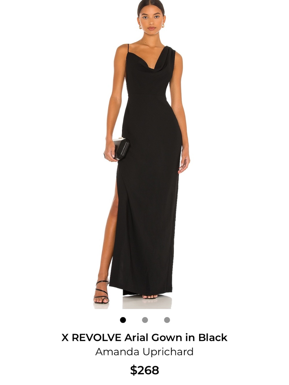 Amanda Uprichard Black One-Shoulder Cowl Maxi Gown